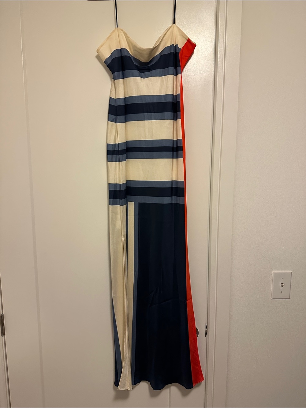 SIR Striped Maxi Dress in Cream, Navy & Red Accent - Picture 2 of 7